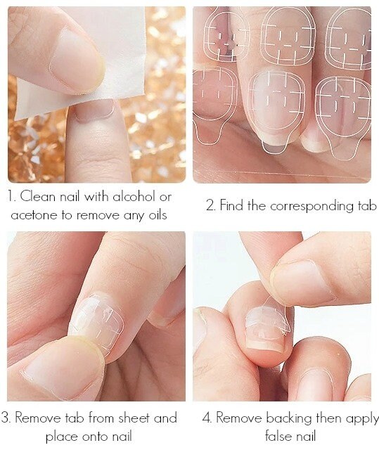 Nail Adhesive Tabs Set of 24 Glue Gel Tabs Alcohol Wipes Etsy