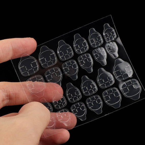 Clear Double Sided Nail Glue Tabs, Press On Application Stickers (24 Count)