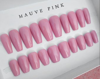 DARLING︱Pink Mauve Glue-On Gel Manicure: Easy Application and Stunning Results with Durable Long-Lasting Colors Budget-Friendly Fake Nails