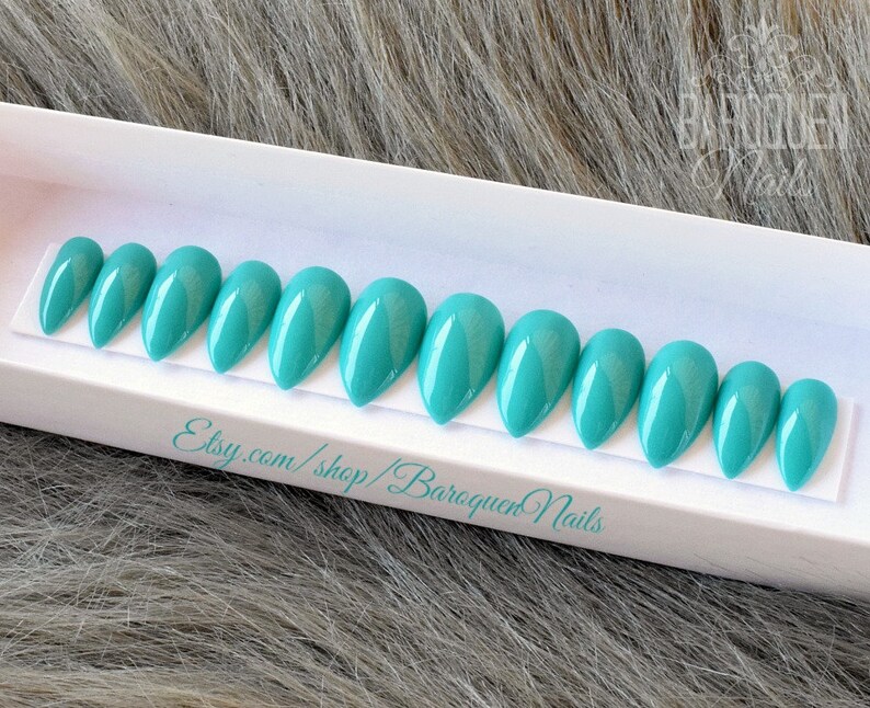 Submerged Seafoam Green Press On Nails Neon Aqua Fake ...