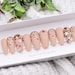 Hunny • Rose Gold Chrome Drip Nails, Matte Nude Press On Nails, Crystal Accent Nail Art, Glue On Nails, Fake Nails, Gel False Nails Mani 