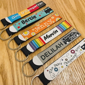 Personalised Wrist Strap Keychain - campervan / camping / camper / motorhome