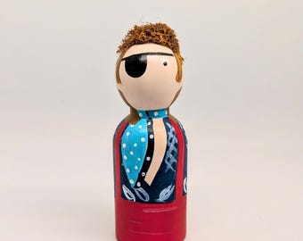 Hand Painted Bowie Peg Doll Ornament