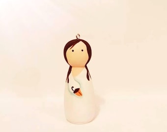 Bjork Ornament: Hand-Painted Peg Doll Christmas Decoration