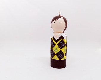 Mark E Smith inspired Ornament: Hand-Painted Peg Doll