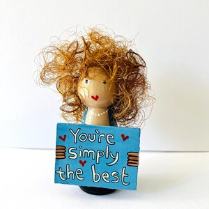 Hand Painted Tina Turner Peg Doll Ornament - Fan Gift