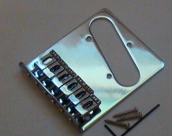 Contemporary Style Single Coil Flat Bridge with Six Individual Flat Saddles - Chrome