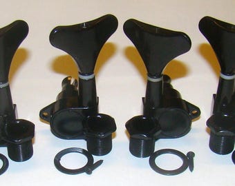 Contemporary Modern Style Mini Button Tuners - Black Finish - For 4 & 5 String Bass