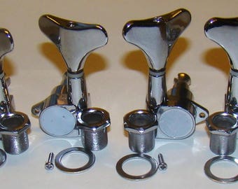 Contemporary Modern Style Mini Button Tuners - Chrome Finish - For 4 & 5 String Bass
