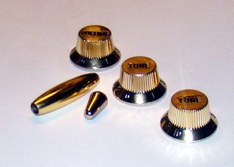 Set of Replacement Knobs for Fender Stratocaster, One Volume & Two Tone, Plus Trem and Switch