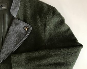 Oktoberfest Boiled Wool Jacket - Loden Green w Heather Gray w Accents -Austrian Alpine Jacket - Woman