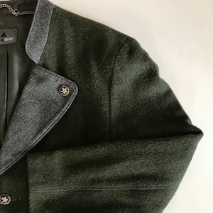 Oktoberfest Boiled Wool Jacket - Loden Green w Heather Gray w Accents -Austrian Alpine Jacket - Woman