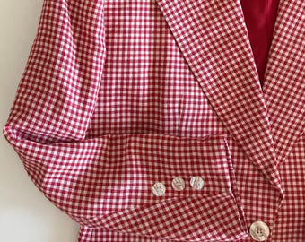 Checked Sport Coat - Love!  So Cool! - Red & White Gingham - For Party, Wedding or Attire - Size 42