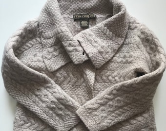 ○アイルランド製○美品 肉厚フィッシャーマンニット フィッシャーマンセーター アイルランド製 LL BEAN フィッシャーマンセーター ライトブラウン