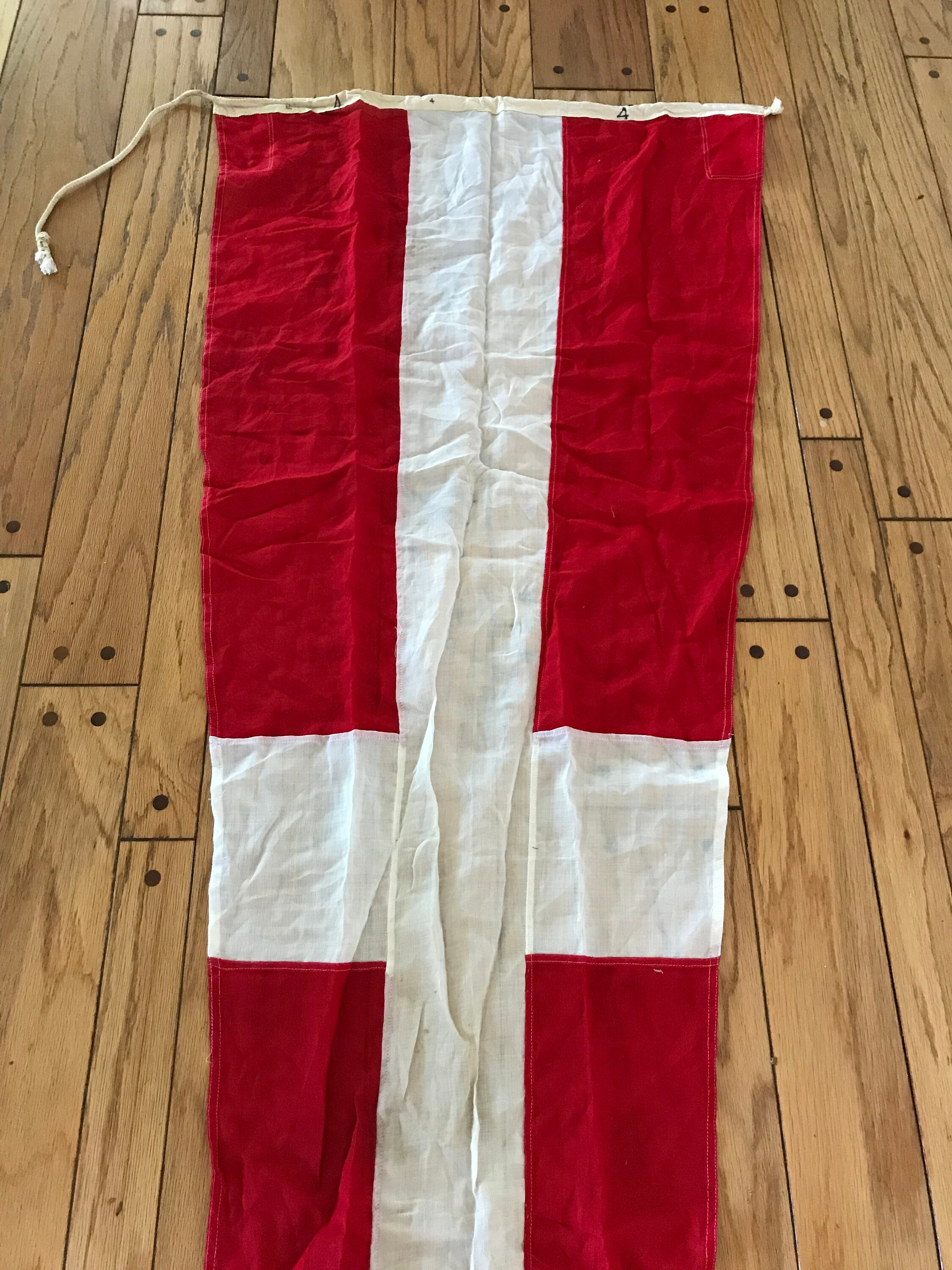 Vintage Nautical Flag Pennant Red W White Cross Maritime Etsy