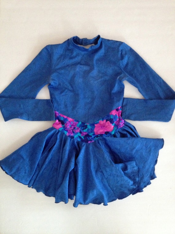 Figure Skating Dress Vintage Blue and Floral Ice S