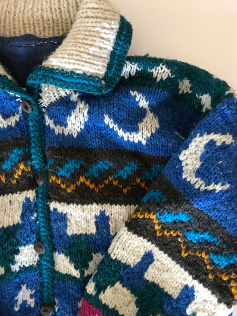 Boho Ecuador Sweater Jacket Fantastic Chunky Hand Knit in | Etsy