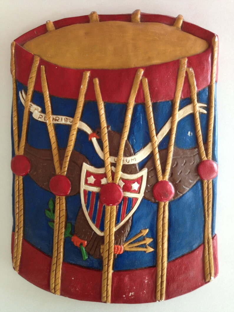 Americana Drum Art Wall Hanging Picture / Plaster Hand Made Etsy