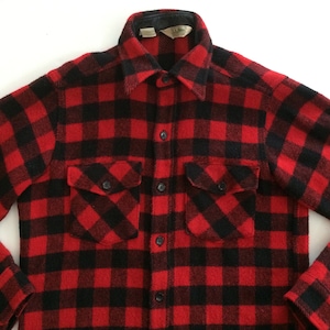 LL Bean Wool Shirt - Red Black Check Buffalo Plaid Coat - LL Bean Vintage! Buffalo Check Shirt - Rustic Cool Iconic for Men or Woman