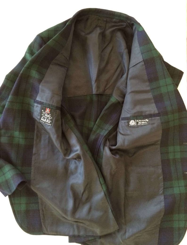 Christmas Plaid Sport Coat Mens Black Watch Plaid Sport Coat Etsy
