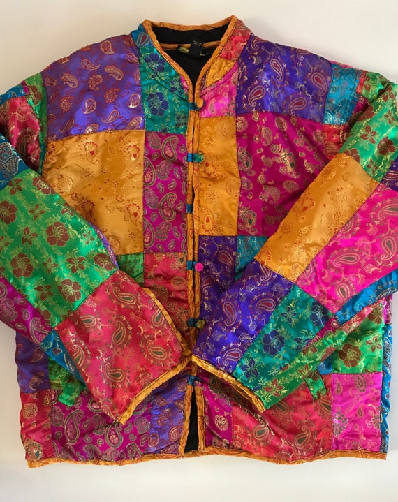 Vintage India Patchwork Quilt Jacket - Amazing! -… - image 3