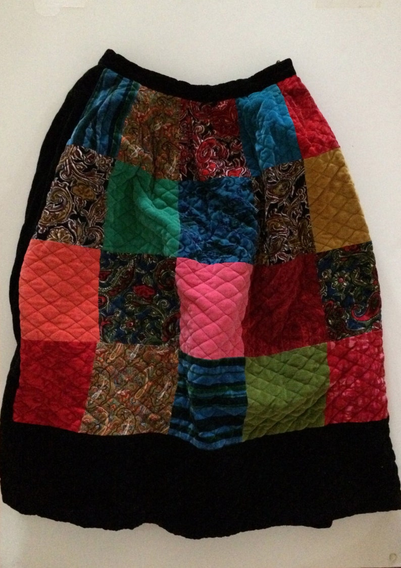 Patchwork Quilt Skirt Velvet Stunning Quilted Patchwork | Etsy