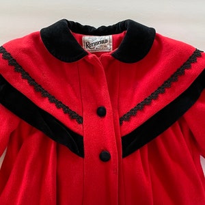 Girls Christmas Coat - Rothchilds -Charming Cherry Red w Charming Black Accents For Little Girl - Vintage