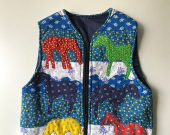 Horse Quilt Vest - Horses! - Enchanting! - Love!- Bright Colors - So charming!