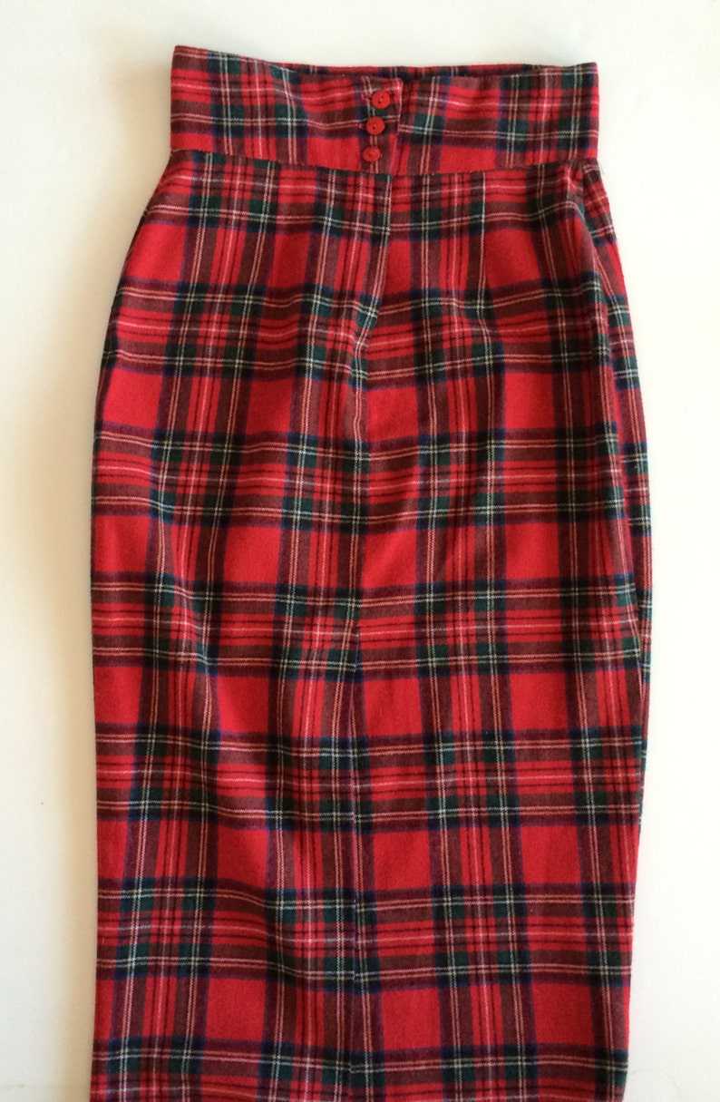 Tartan Plaid Skirt Feminine Straight Line W Front Slit - Etsy