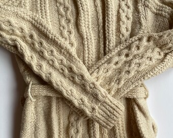 Irish Fisherman Sweater - Stunning Vintage Cardigan - Yummy