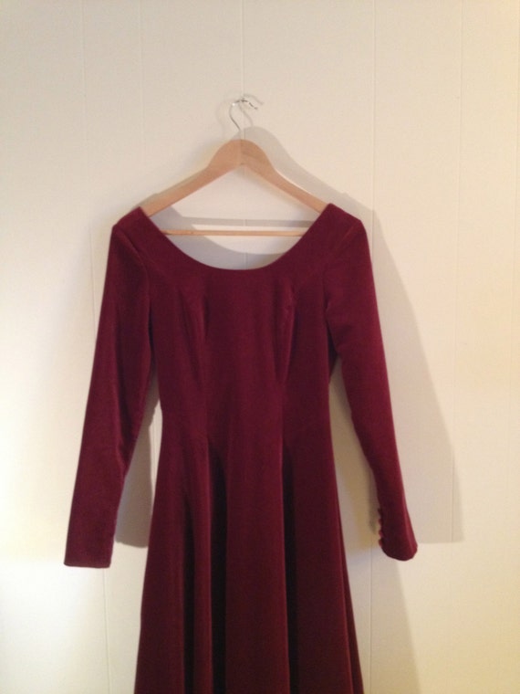 Wonderlijk Rode fluwelen jurk Vintage Laura Ashley lange jurk Made in | Etsy SL-39