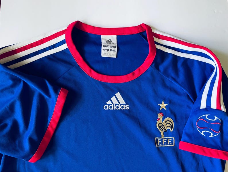 Vintage France Soccer Jersey - Adidas - Athletic World Cup Futbol Jersey - French National Team image 1