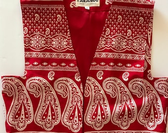 Vintage Cowgirl Vest - Red & White - Love! - Charming Country Cowgirl - Size M