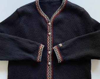 Dale of Norway Sweater Jacket - Fantastic! - Rich and Strong! - Nordic Pattern Textile - Beautiful Folk Trim