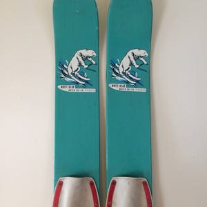 Vintage Water Skis White Bear Water Ski Company Amazing Turquoise Color and Patina / Perfect for Sports Interior Decor image 2