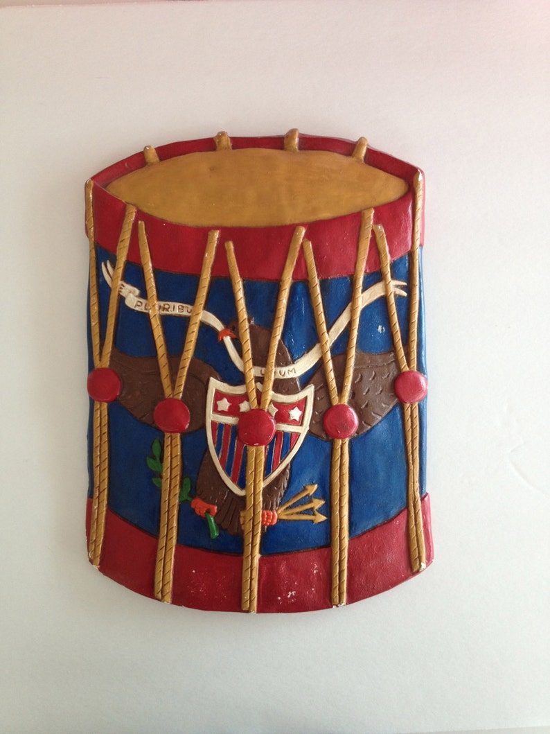 Americana Drum Art Wall Hanging Picture / Plaster Hand Made Etsy