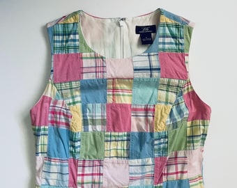Madras geruite jurk - Brooks Brothers - sorbetkleuren - patchwork plaid - 100% katoen - geweldige zomerkleuren voor bruiloftsresorts