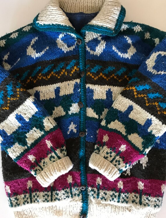 Boho Ecuador Sweater Jacket Fantastic Chunky Hand Knit in | Etsy