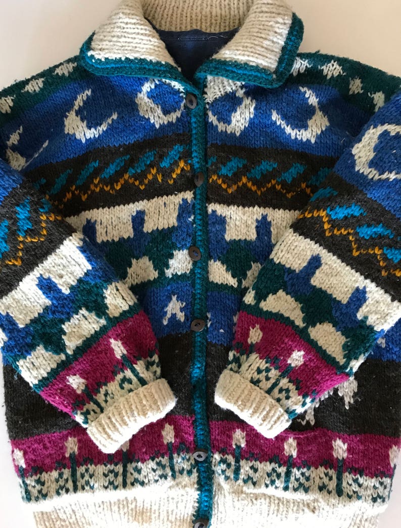 Ethnic Ecuador Sweater Jacket Fantastic Chunky Hand Knit - Etsy