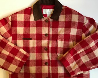 Red Checked Wool Coat - Unbelievable!  So Cool! - Red & White Wool Gingham - For Men or Woman