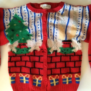 Cute Christmas Sweater - Eagles Eye - Enchanting Holiday Scene! - Charming Wool Cardigan Sweater - S