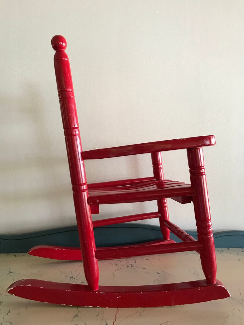 Red Rocking Chair For Kids Charming Small Old School | Etsy