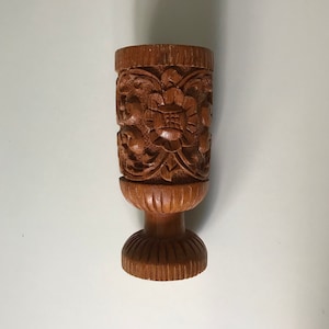 Vintage Scandinavian Wood Hand Carved Vase / Vessel - Lively Rosemaling Fantastic! - Iconic Nordic Design Pattern - 6 Available -