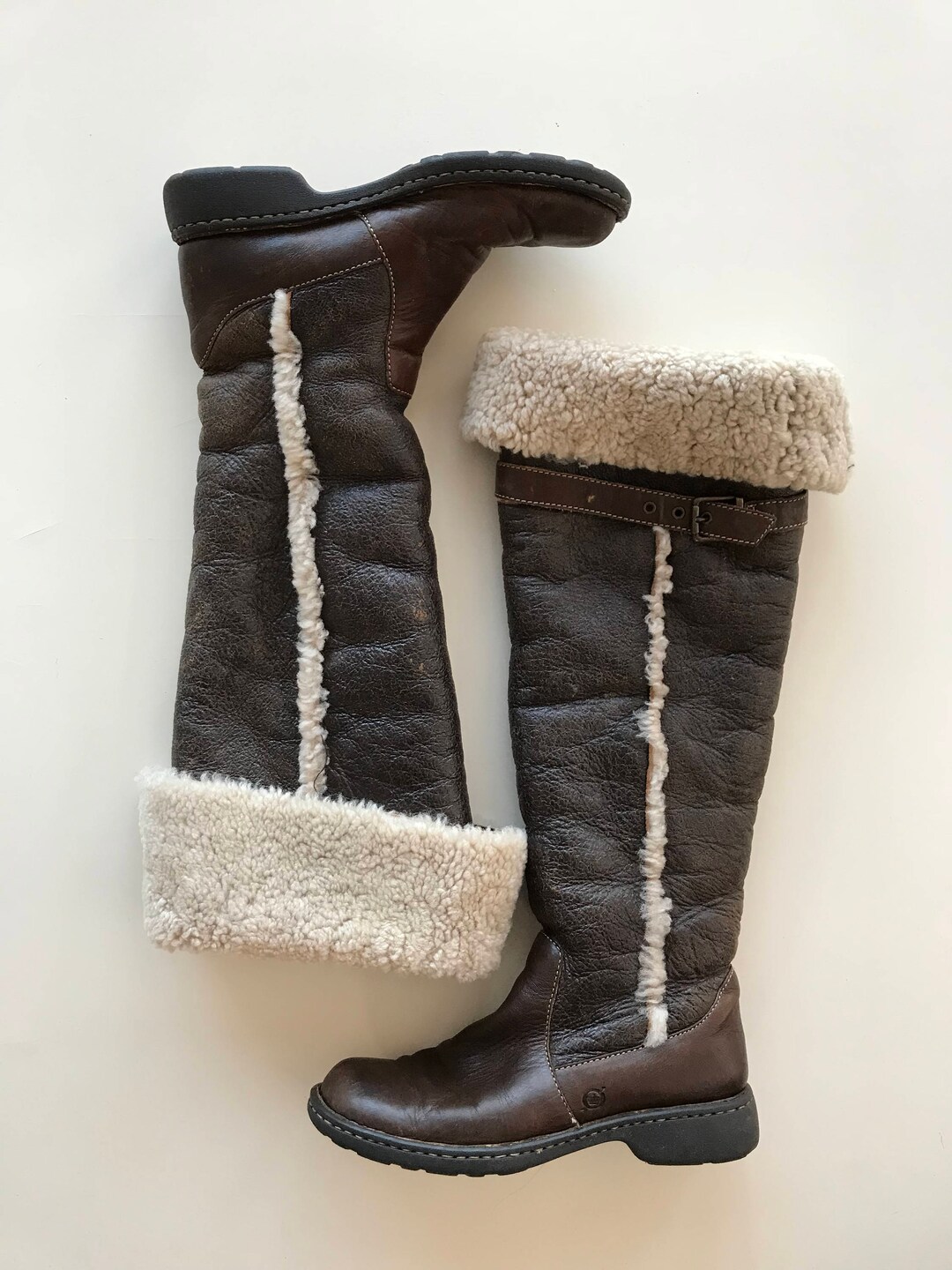 ◆KOMOREBI MUSEUM◆ Lamb shearling long bootsnatural leather 2025 Fashion Winter Lamb Skin Boots Long Hair Faux Mongolian