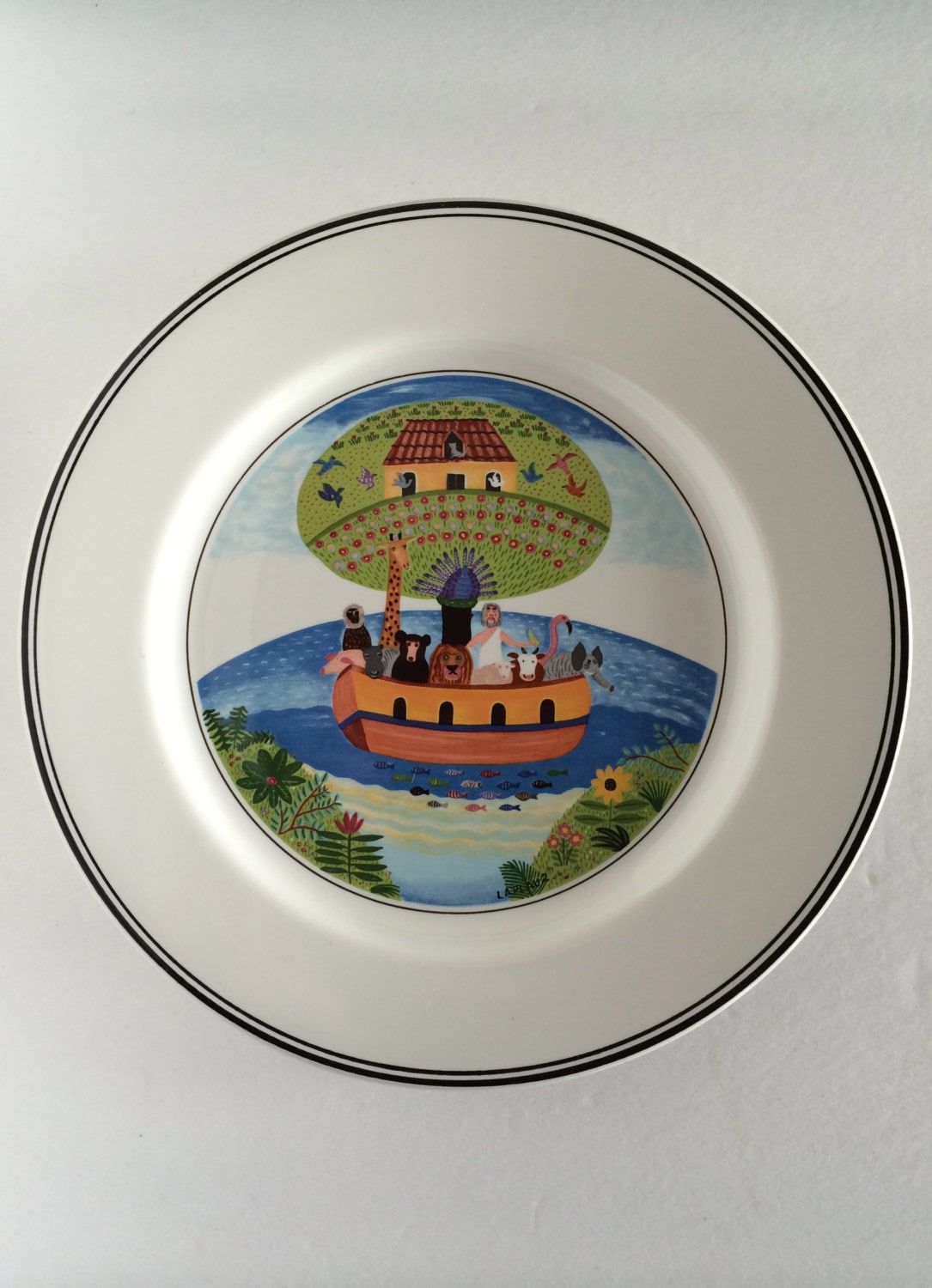 Villeroy Boch Design Naif "Noah's Ark" Plate - Charming French Naive Scene By Gerard Laplau - 2 Available! - French Country Cottage Decor