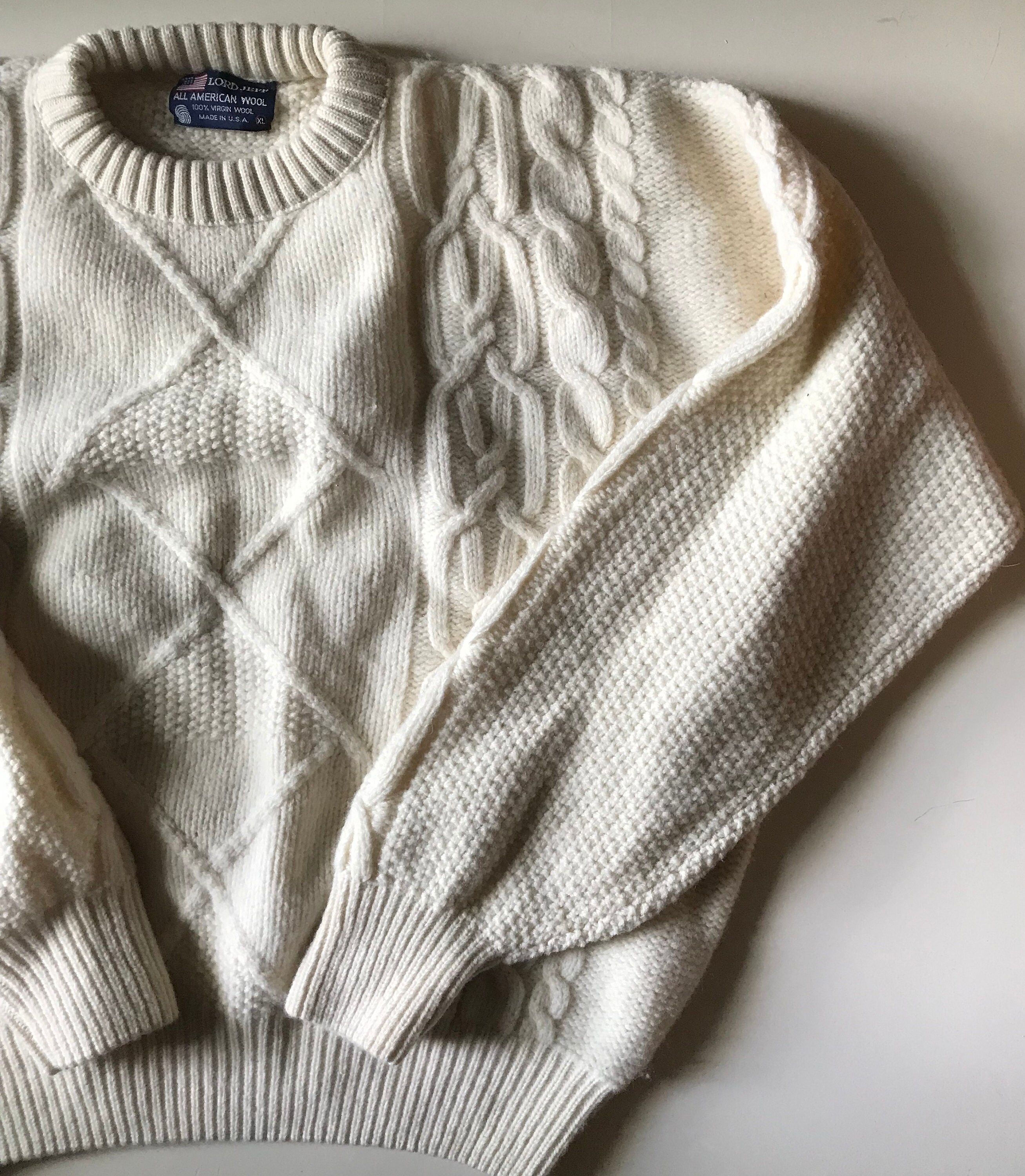 Irish Fisherman Sweater Yummy Creamy Wool Cable Knit All - Etsy