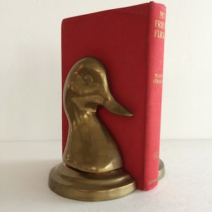 Brass Duck Book Ends -Charming Rustic Woodland Book Ends  - Wonderful Old Patina - Coastal Beach Nautical Decor