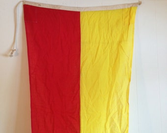 Nautical Flag Pennant  in Red Yellow / Stripe  Military Maritime Number Two / Great for Coastal Nautical Beach Military Decor
