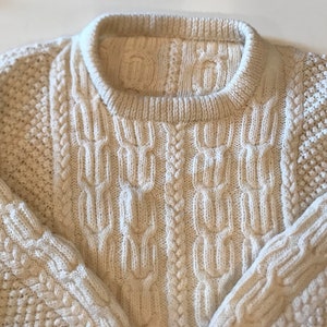 Fisherman Knit Sweater - Yummy & Toasty - Creamy Oatmeal Cable Knit Pullover Sweater - For Men or Woman