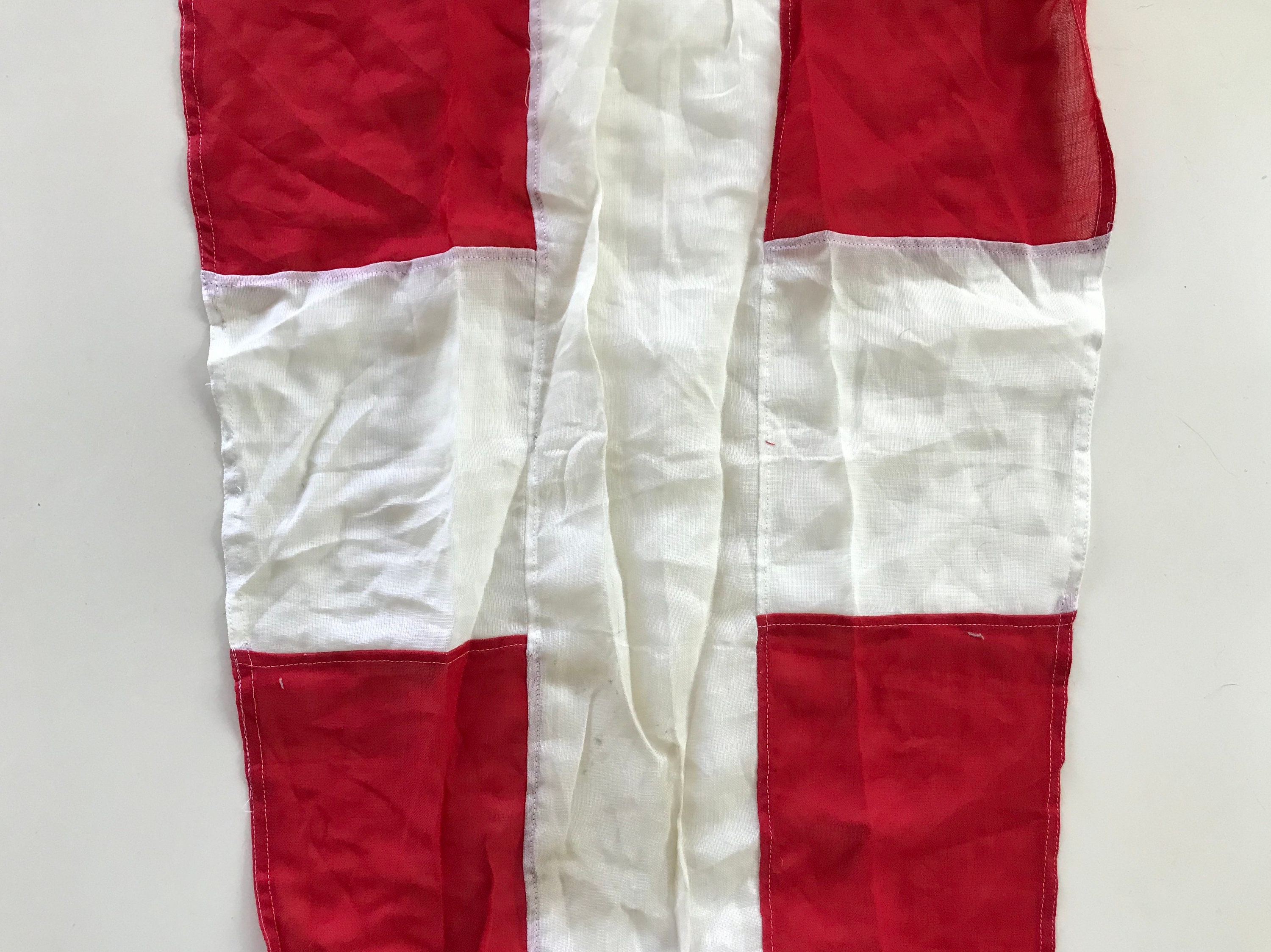Vintage Nautical Flag Pennant Red W White Cross Maritime Etsy